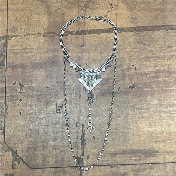 Silver Layered Necklace - Picture 1 of 4